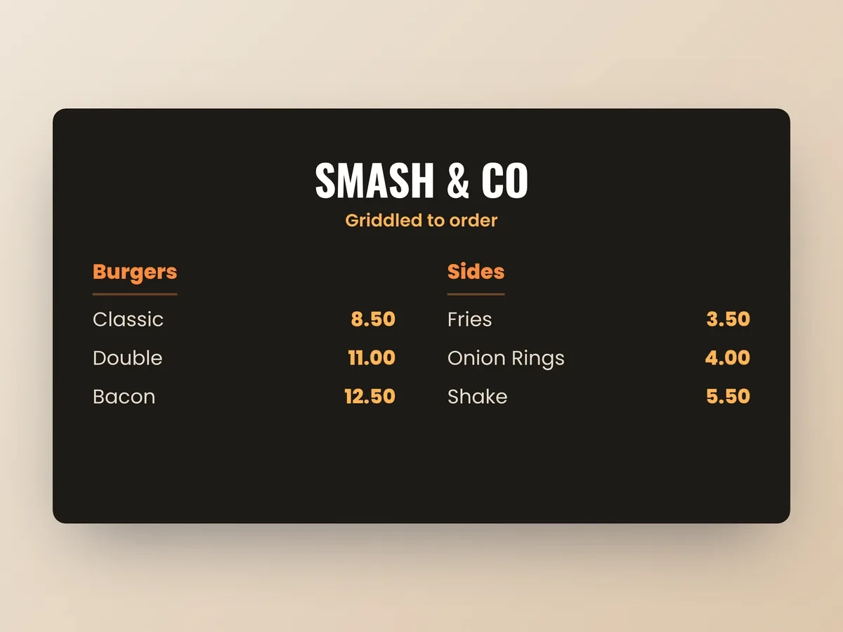 Quick-service menu boards above a counter